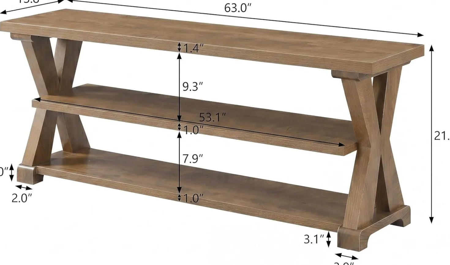 63" Entryway Storage Bench, Farmhouse Shoe Bench Seat with Storage Shelves