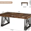 63" Executive Desk, Farmhouse Office Computer Desk with X-Shaped Legs