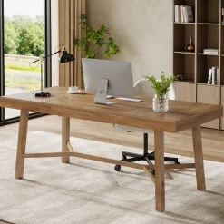 71" Executive Desk, Farmhouse Office Computer Desk with Sturdy Leg