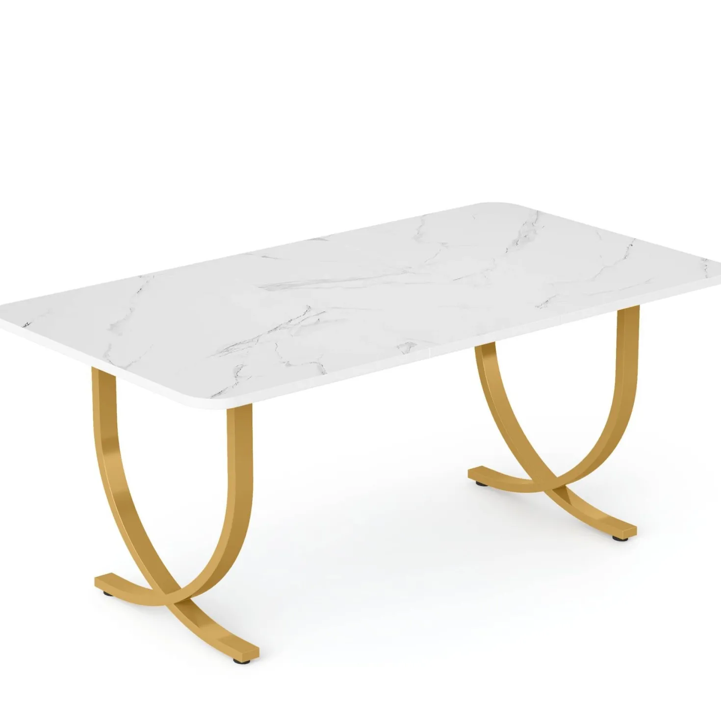 63" Executive Desk, Faux Marble Computer Desk Meeting Table