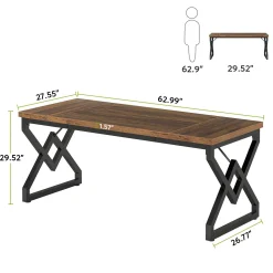 63" Executive Desk, Large Computer Desk for Home Office