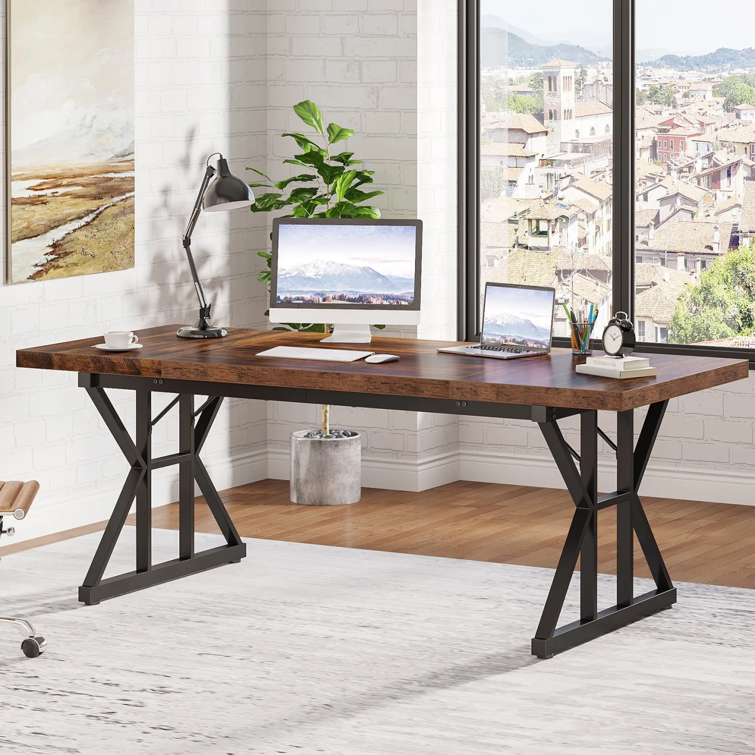 70.8" Executive Desk, Large Computer Office Desk Workstation