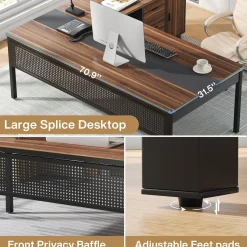 70.8" Executive Desk, Large Computer Desk Home Office Desk