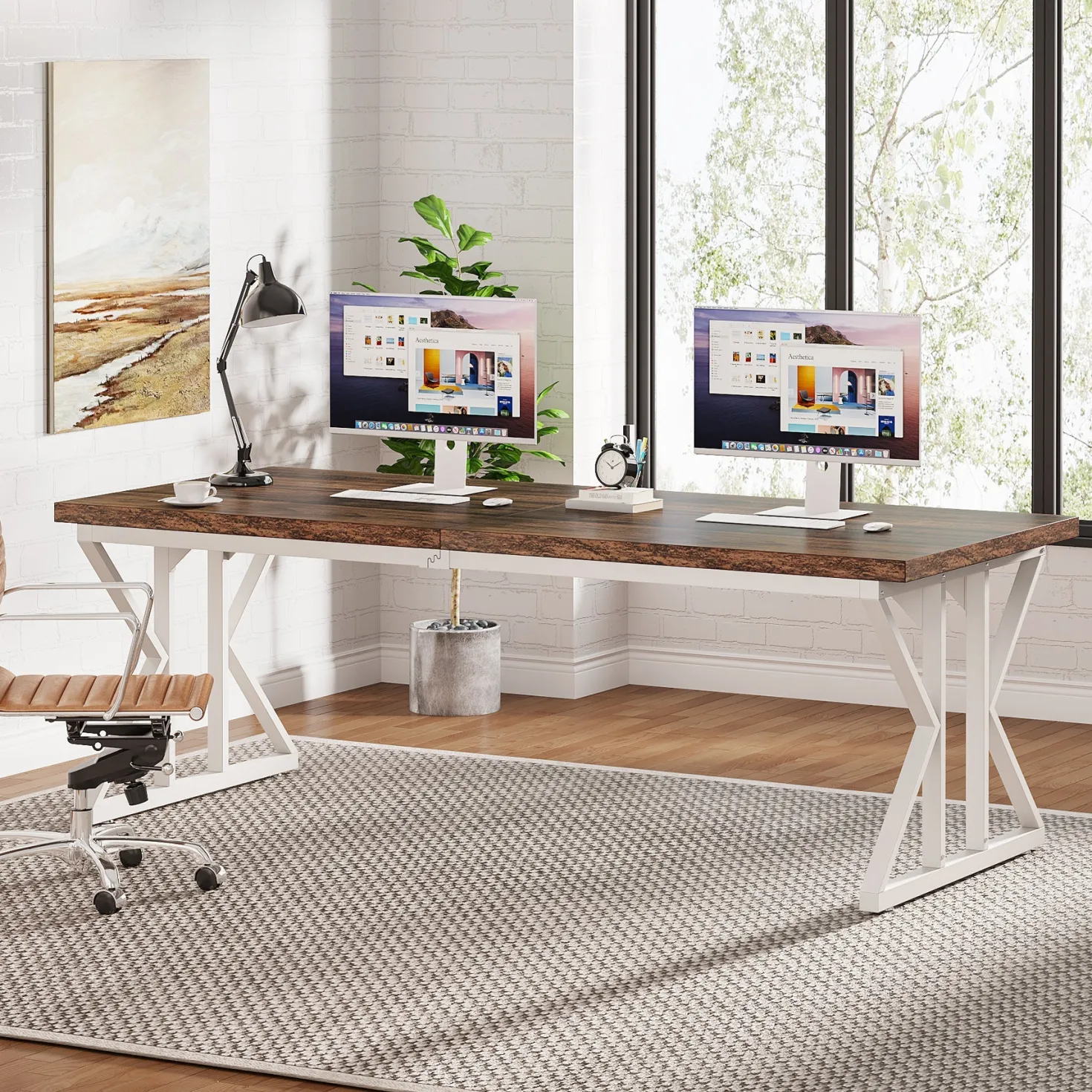 78.7" Executive Desk, Large Computer Desk Two Person Desk for Home Office