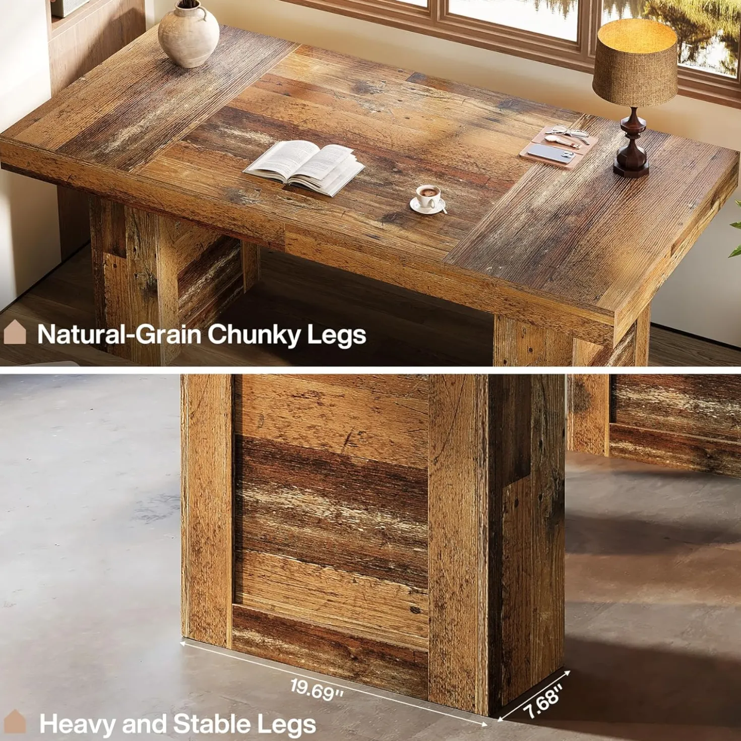 63" Executive Desk, Large Wooden Office Computer Desk with Heavy Duty Legs