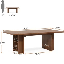 63" Executive Desk, Large Wood Computer Writing Table with Storage