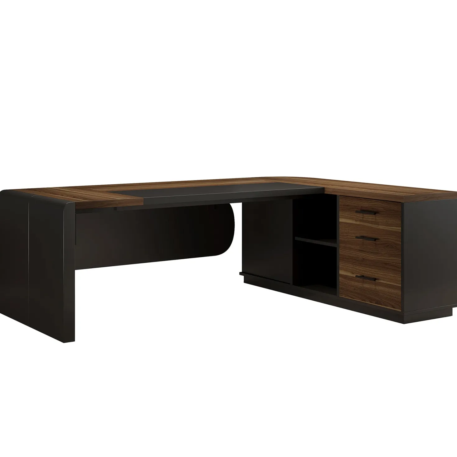 80" Executive Desk, L-Shaped Computer Desk with Storage Drawers