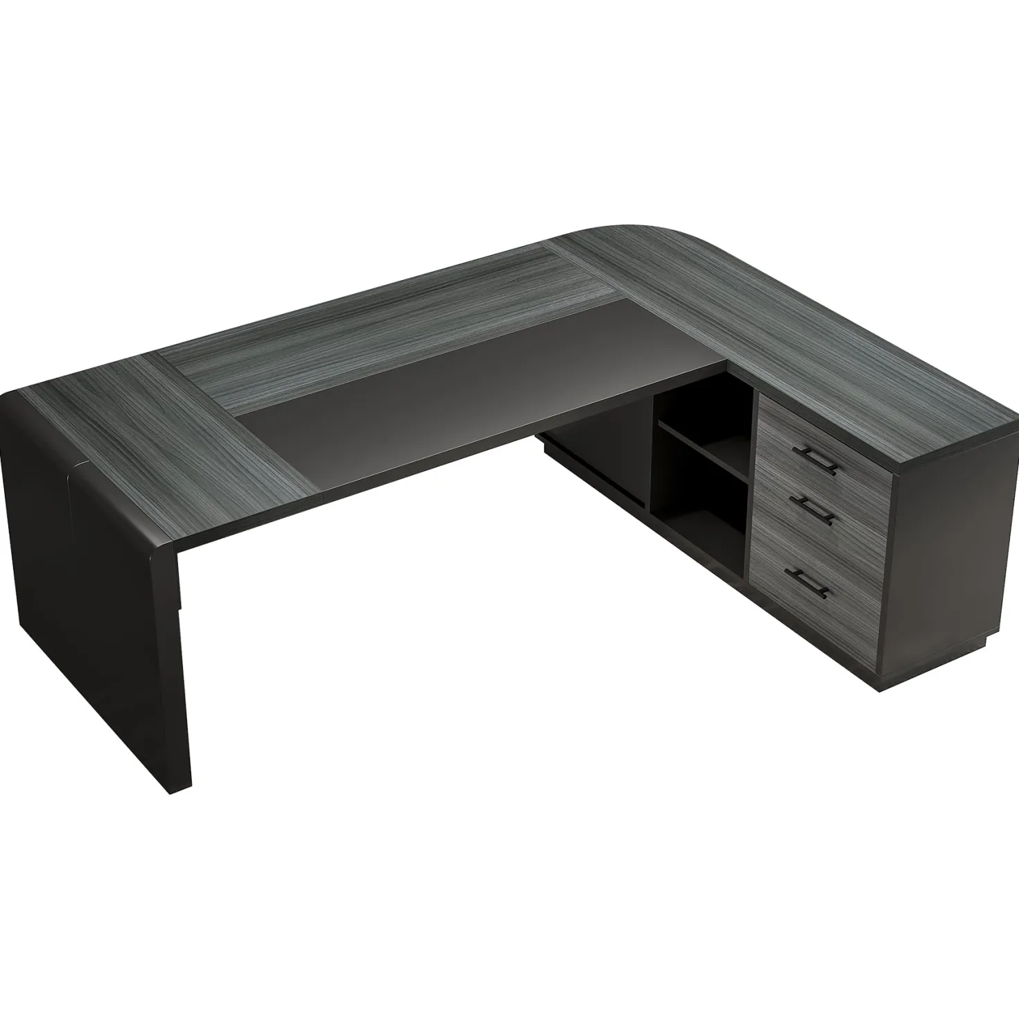 80" Executive Desk, L-Shaped Computer Desk with Storage Drawers