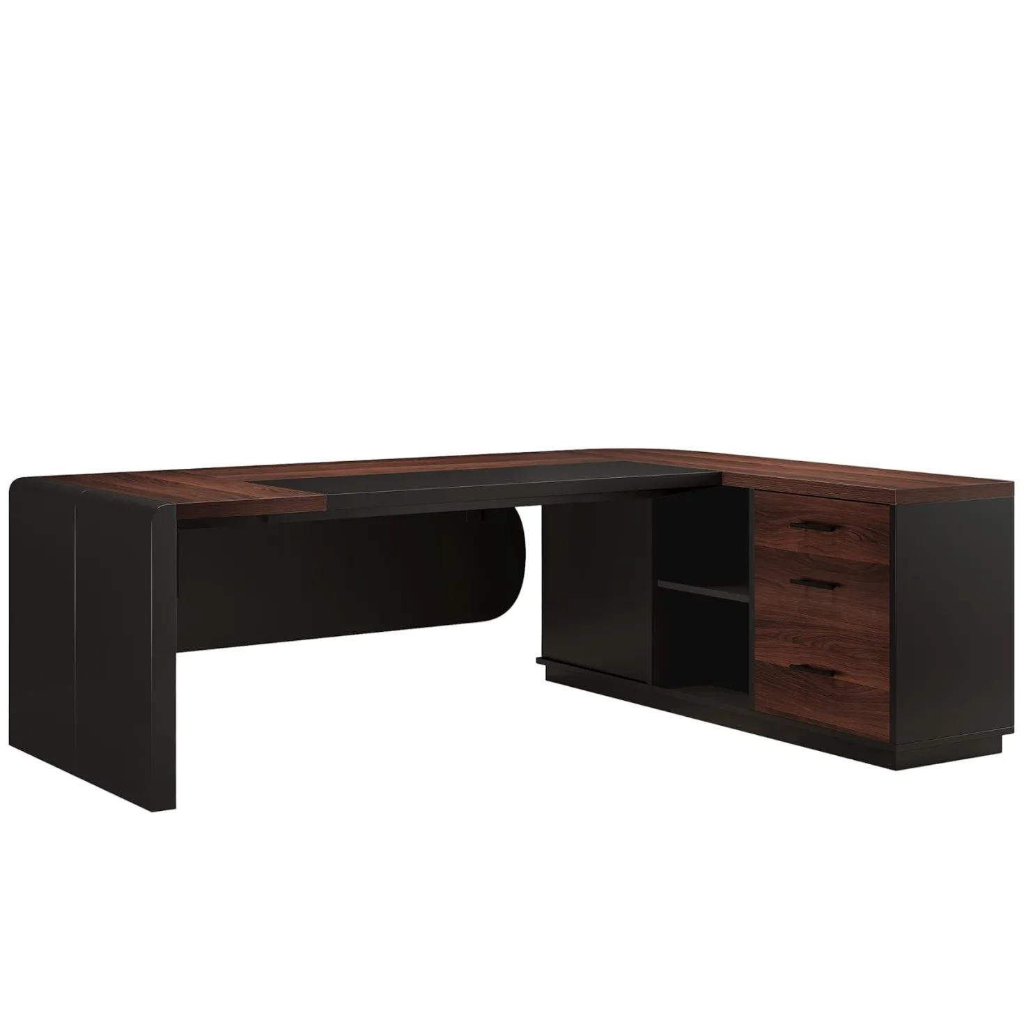 80" Executive Desk, L-Shaped Computer Desk with Storage Drawers