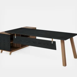 71" Executive Desk, L-Shaped Computer Desk Office Desk with File Cabinet