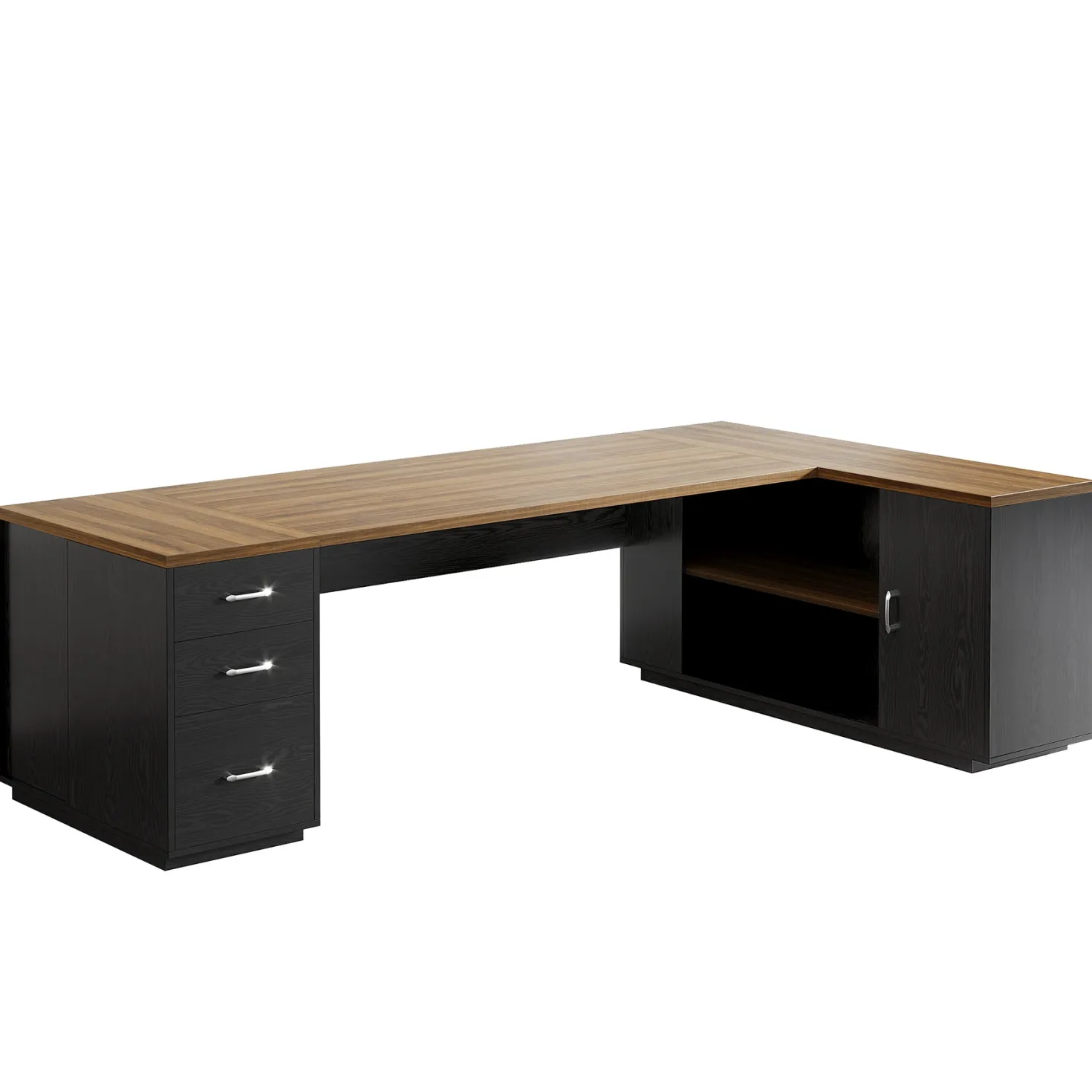85.8" Executive Desk, L-Shaped Office Desk Computer Desk with File Drawers