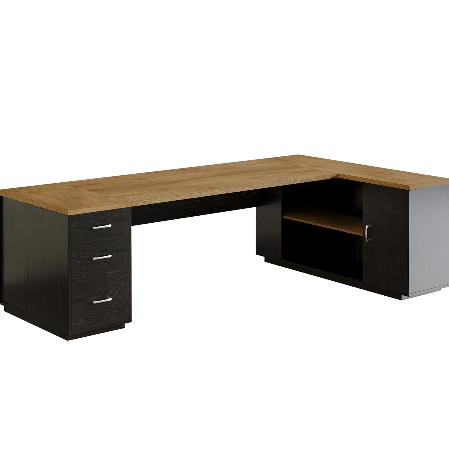 85.8" Executive Desk, L-Shaped Office Desk Computer Desk with File Drawers