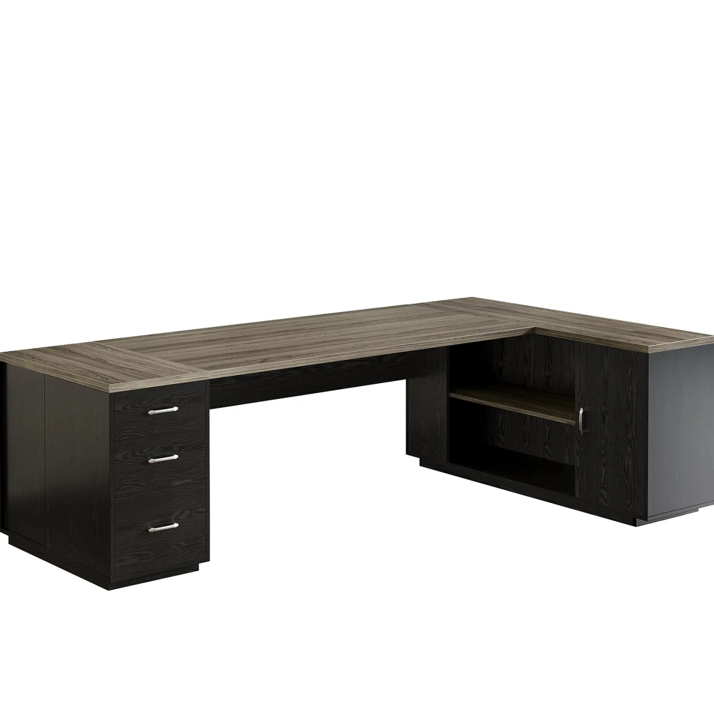 85.8" Executive Desk, L-Shaped Office Desk Computer Desk with File Drawers