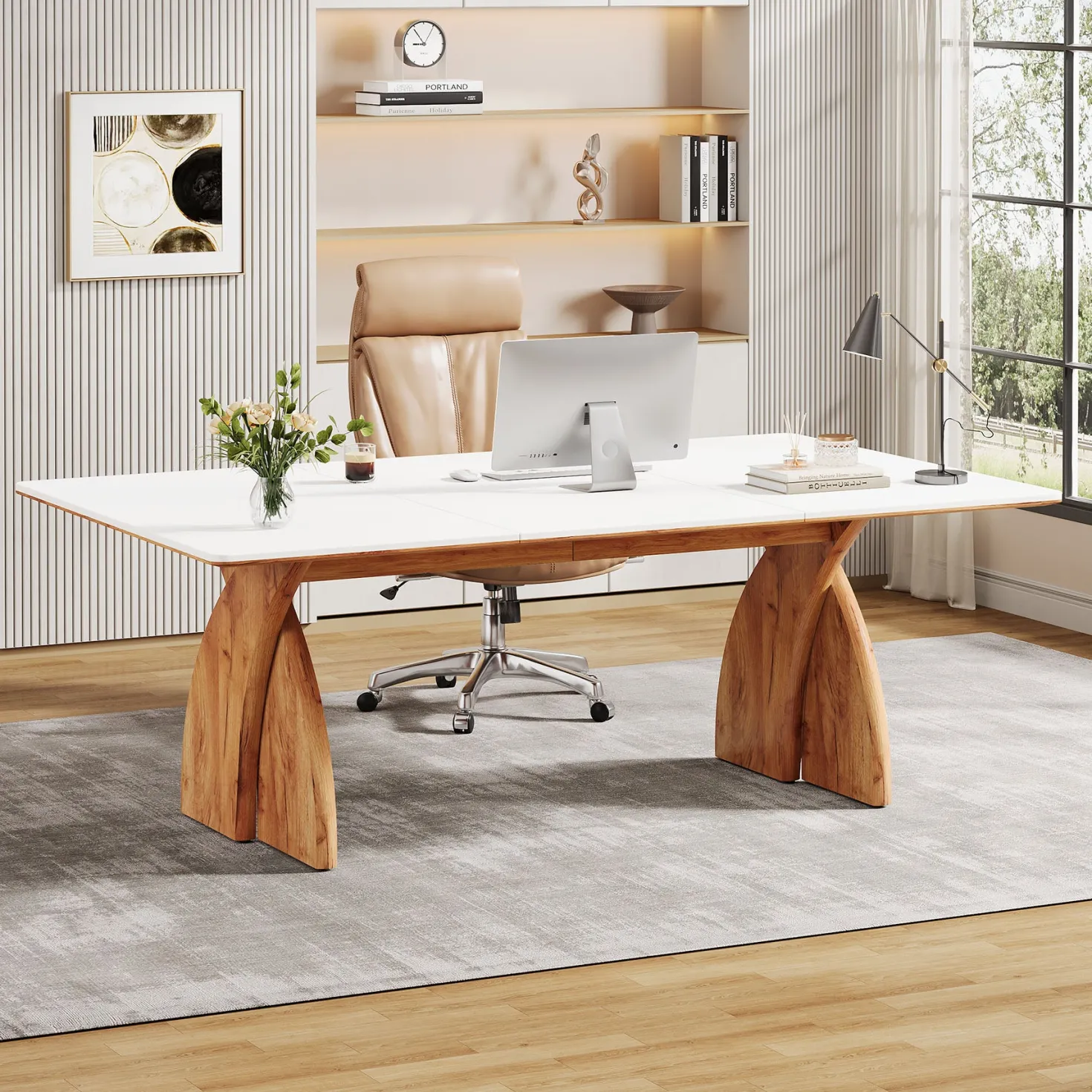 63" Executive Desk, Modern Computer Desk with Heavy Duty Legs