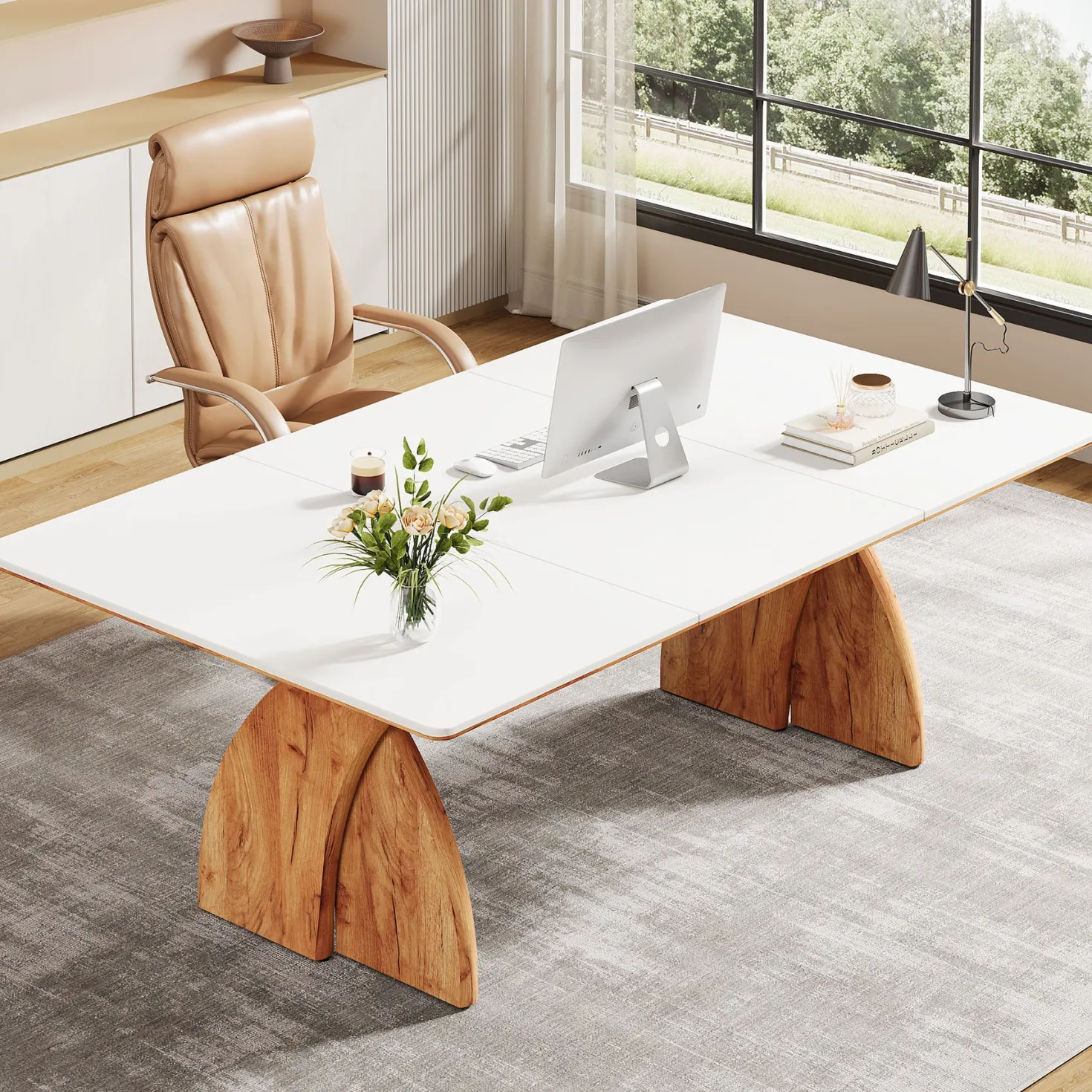 63" Executive Desk, Modern Computer Desk with Heavy Duty Legs