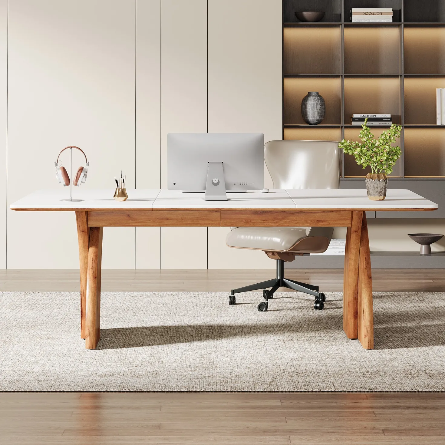 63" Executive Desk, Modern Computer Desk with Heavy Duty Legs
