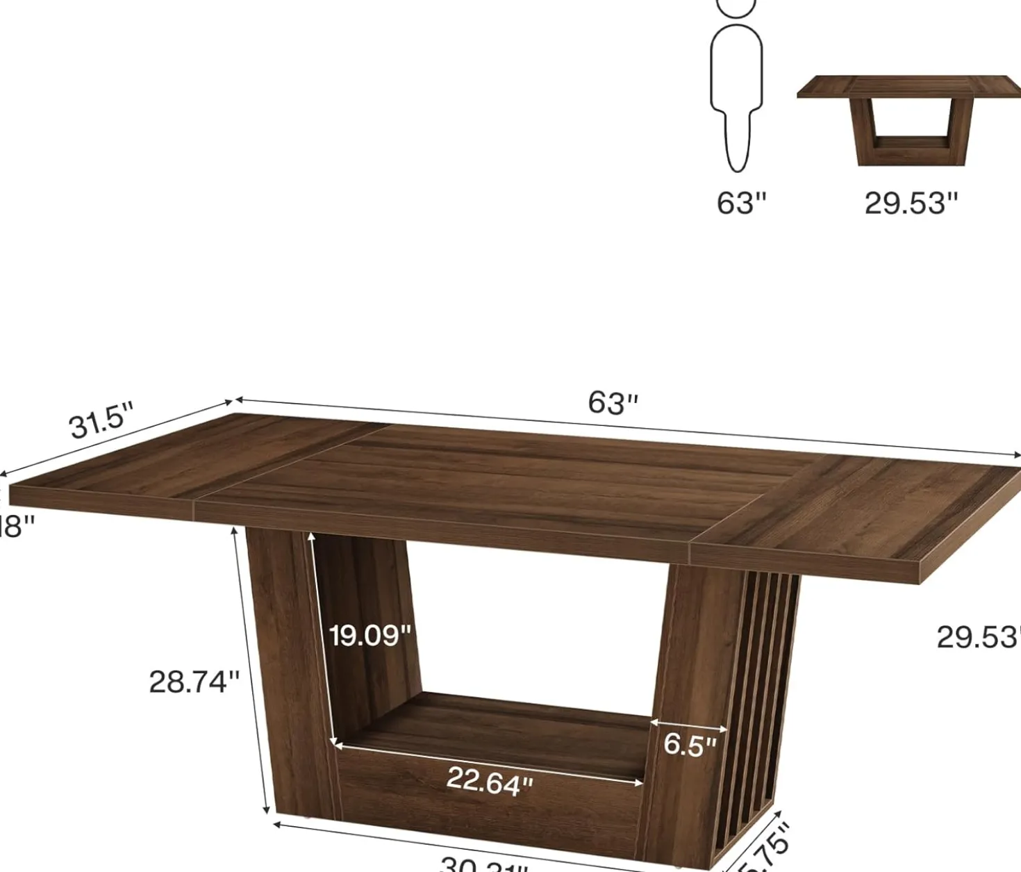 63" Executive Desk, Modern Computer Desk with Robust Base