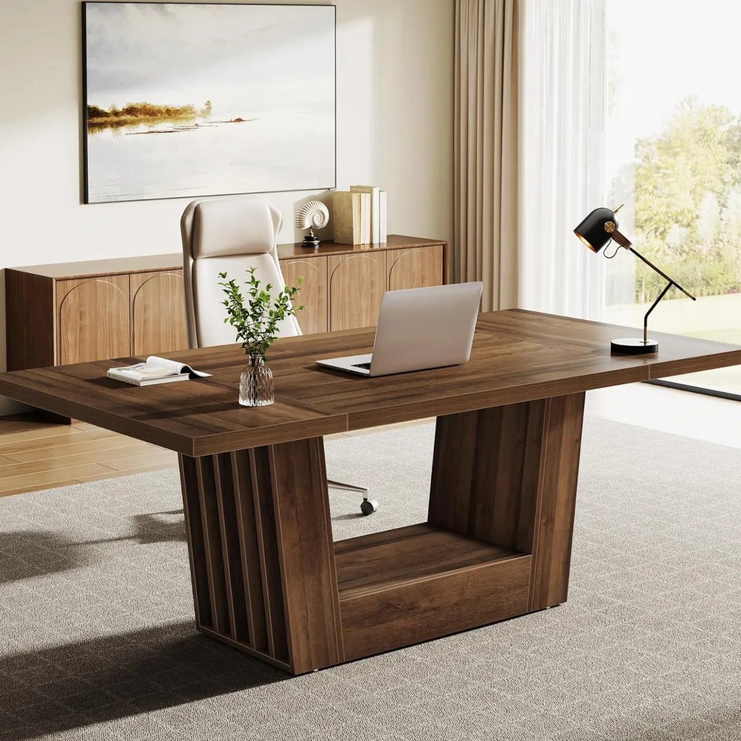 63" Executive Desk, Modern Computer Desk with Robust Base