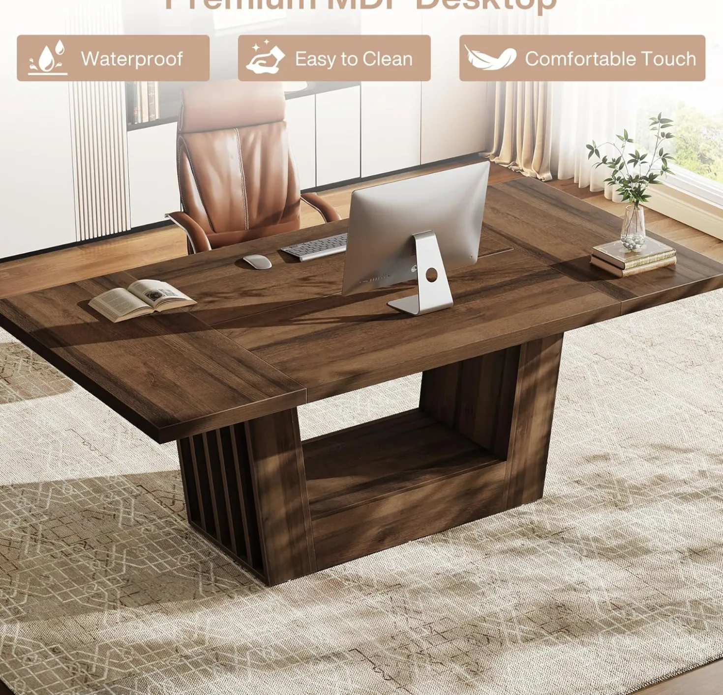 63" Executive Desk, Modern Computer Desk with Robust Base