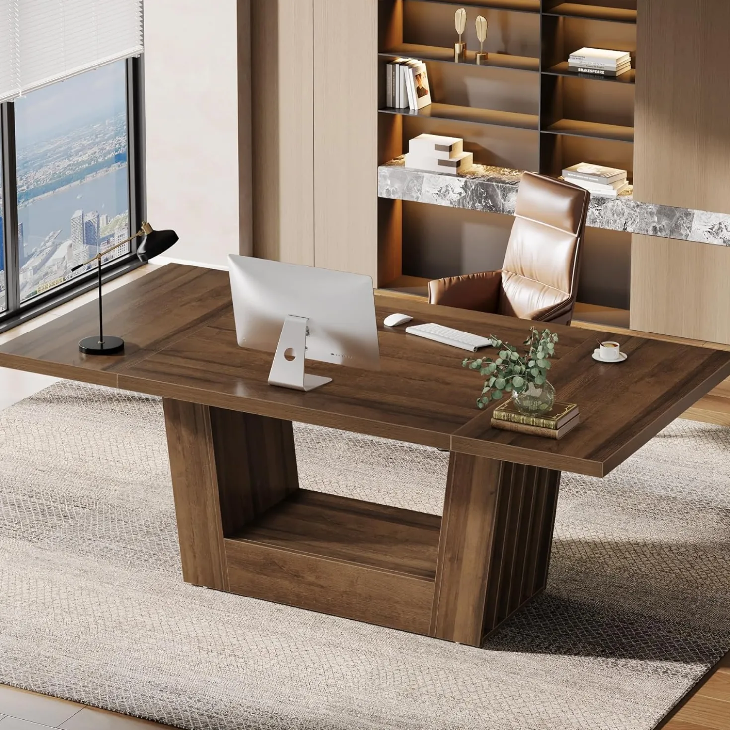 63" Executive Desk, Modern Computer Desk with Robust Base