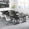 63" Executive Desk, Modern Computer Desk with Metal Geometric Base
