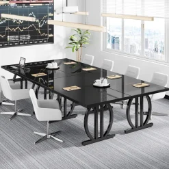 63" Executive Desk, Modern Computer Desk with Metal Geometric Base