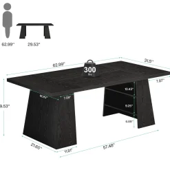 63" Executive Desk, Modern Computer Desk with Storage Shelves