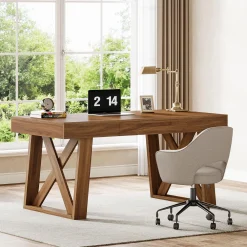 55" Executive Desk, Modern Computer Office Desk with Drawer