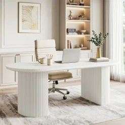 63" Executive Desk, Modern Computer Desk with Sturdy Base for Home Office