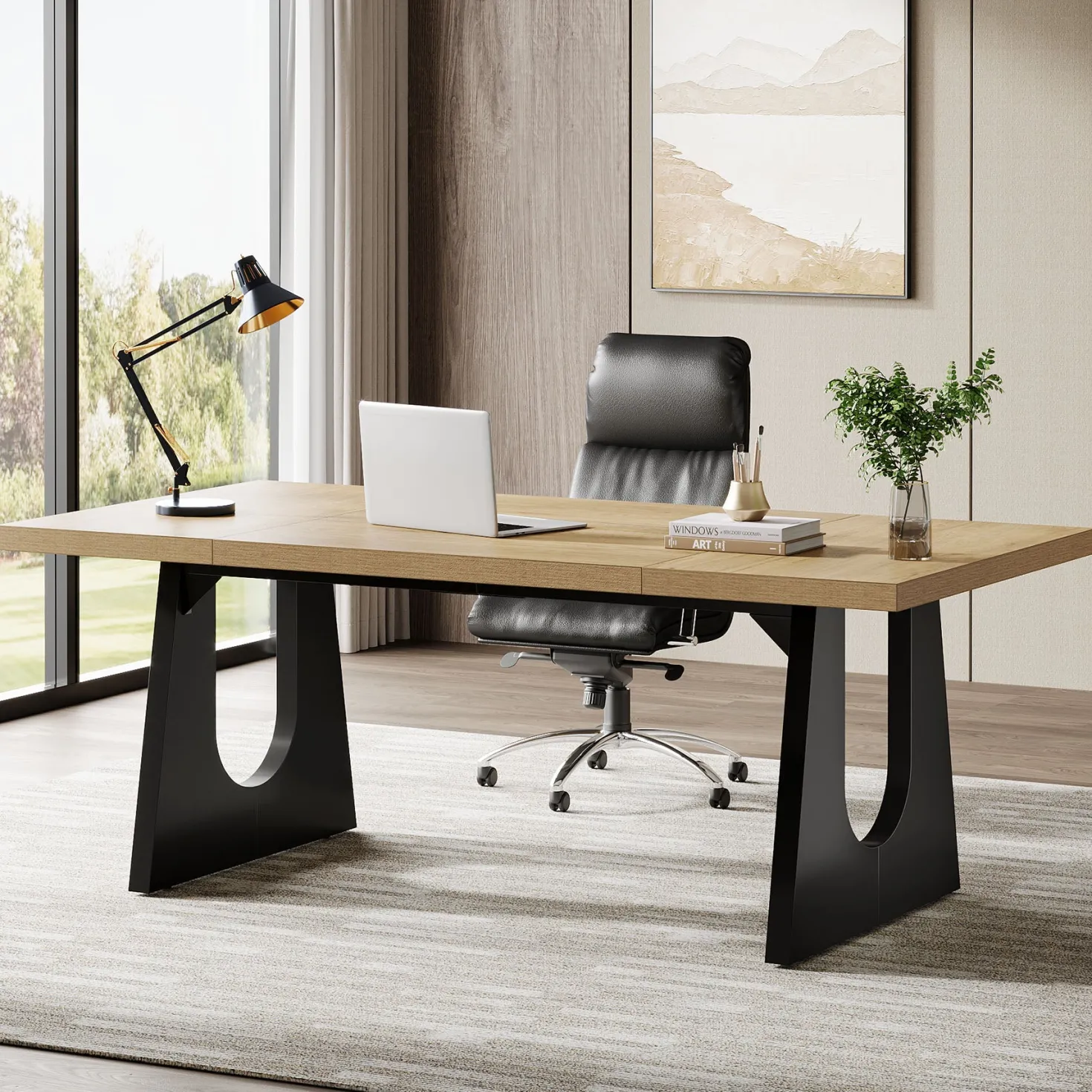 70.86" Executive Desk, Modern Computer Office Desk Workstation
