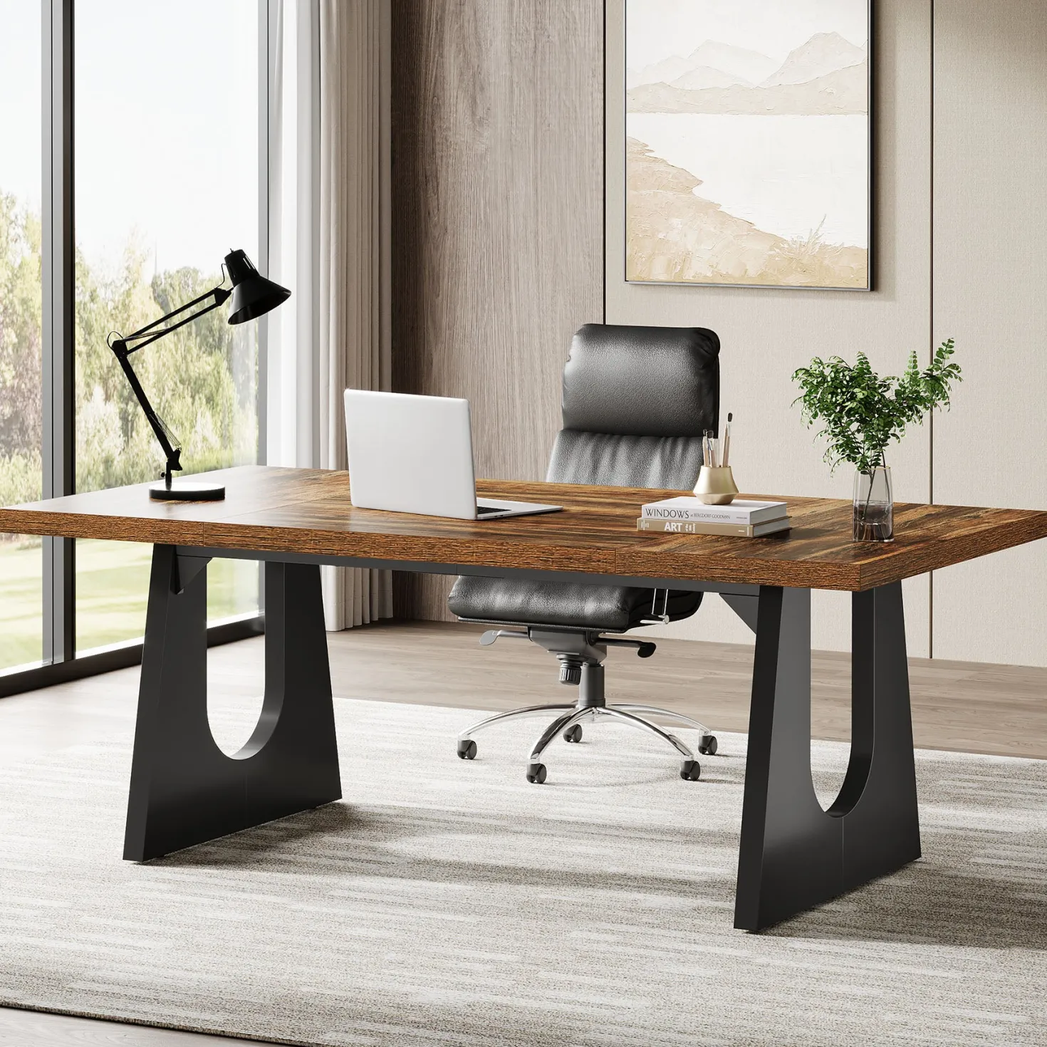 70.86" Executive Desk, Modern Computer Office Desk Workstation