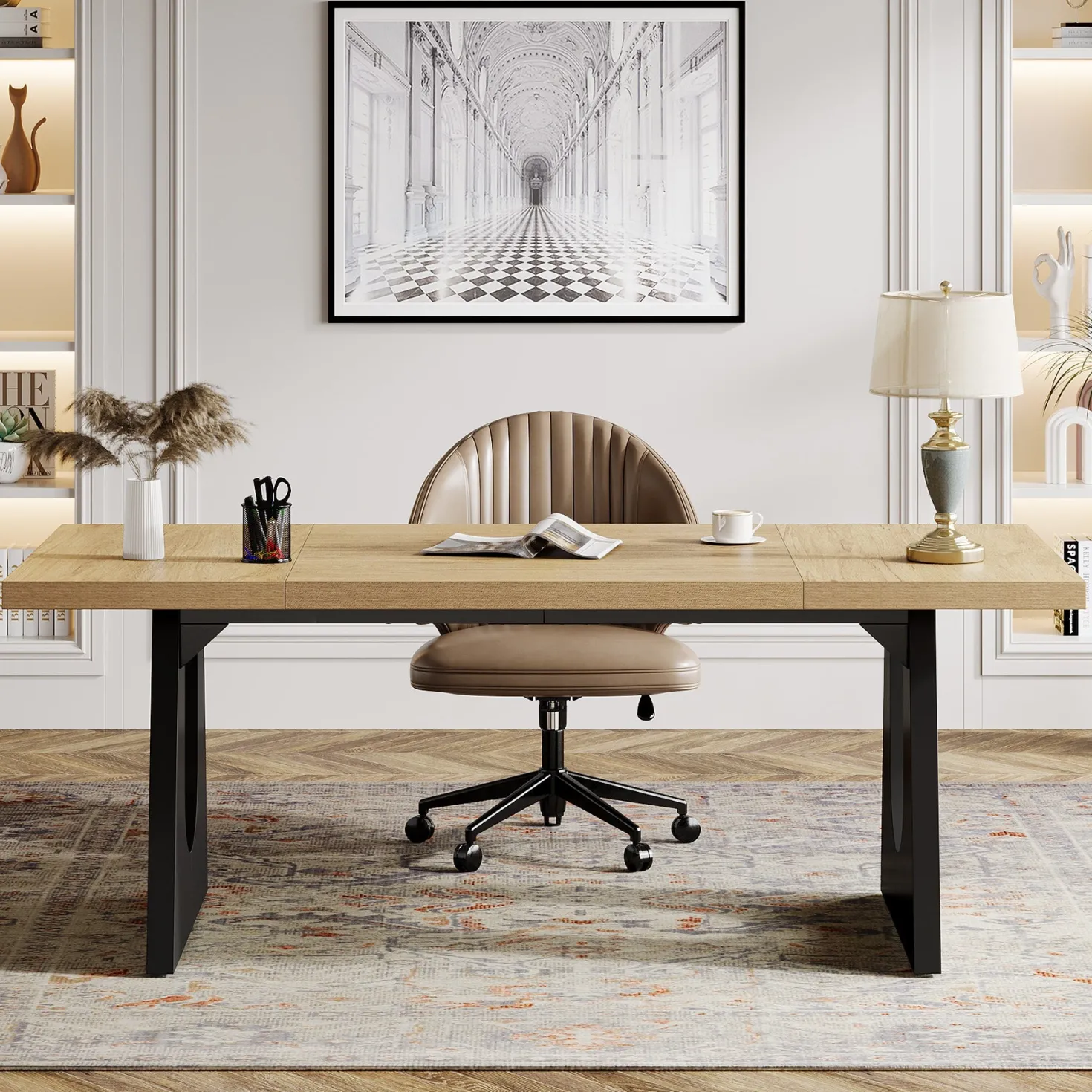70.86" Executive Desk, Modern Computer Office Desk Workstation