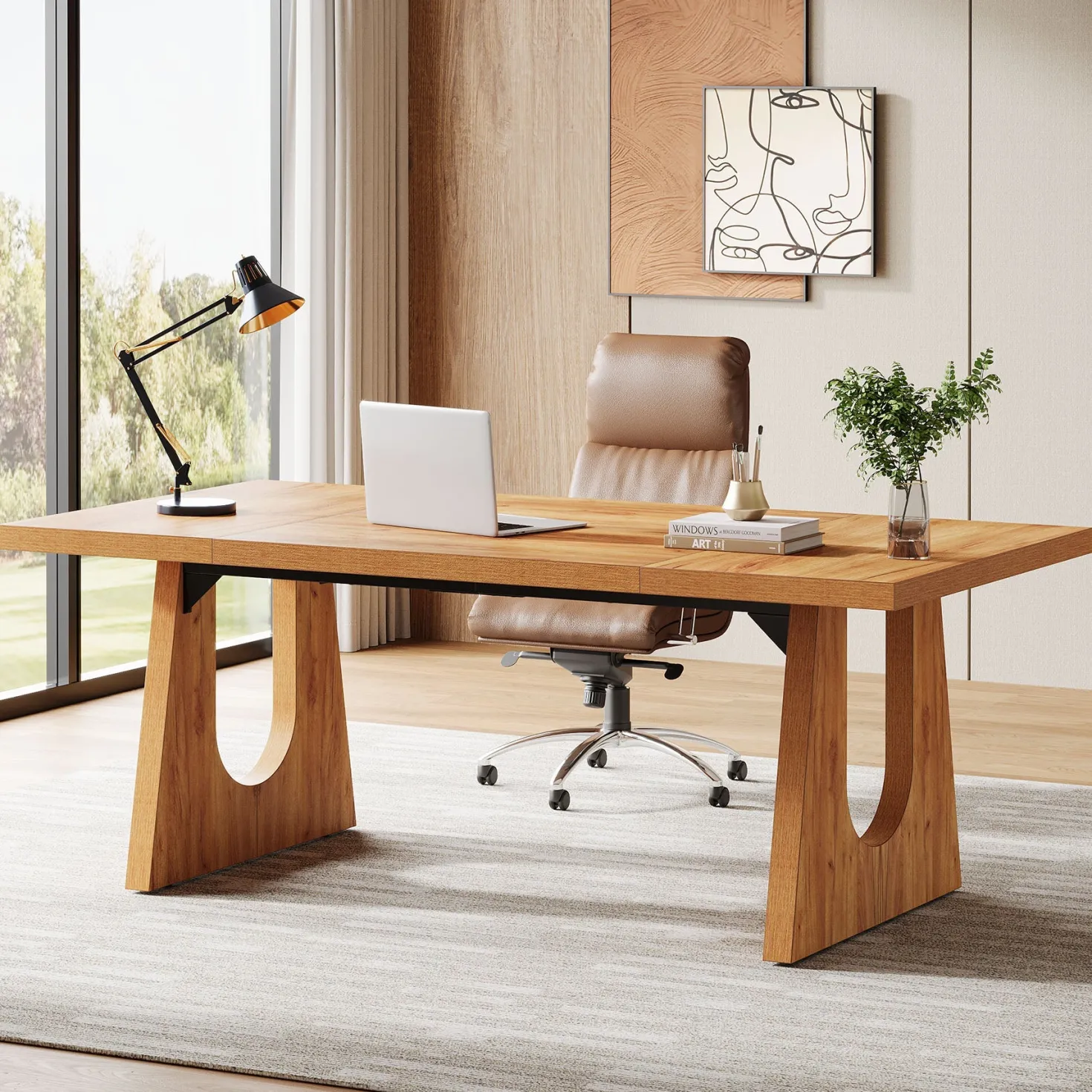 70.86" Executive Desk, Modern Computer Office Desk Workstation