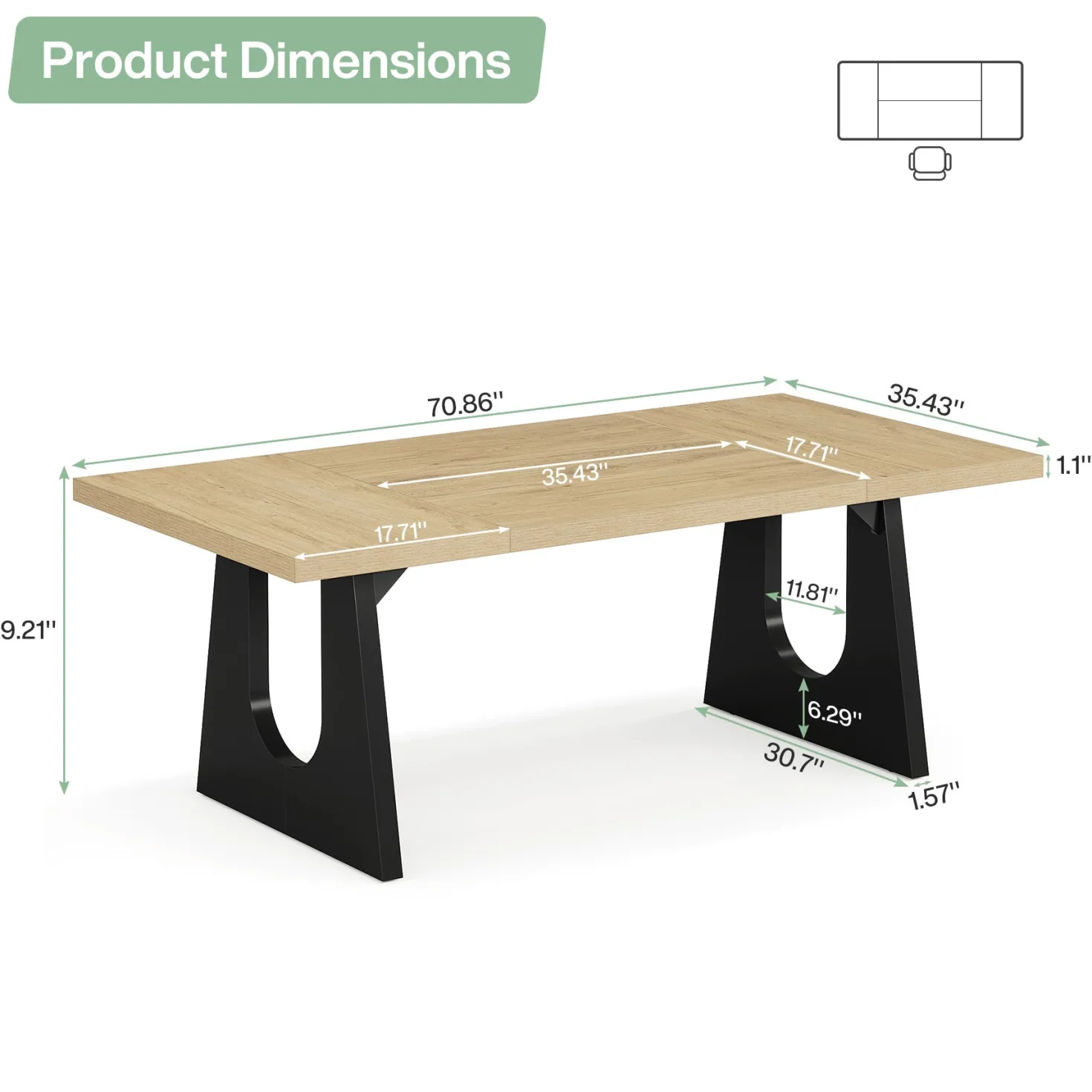 70.86" Executive Desk, Modern Computer Office Desk Workstation