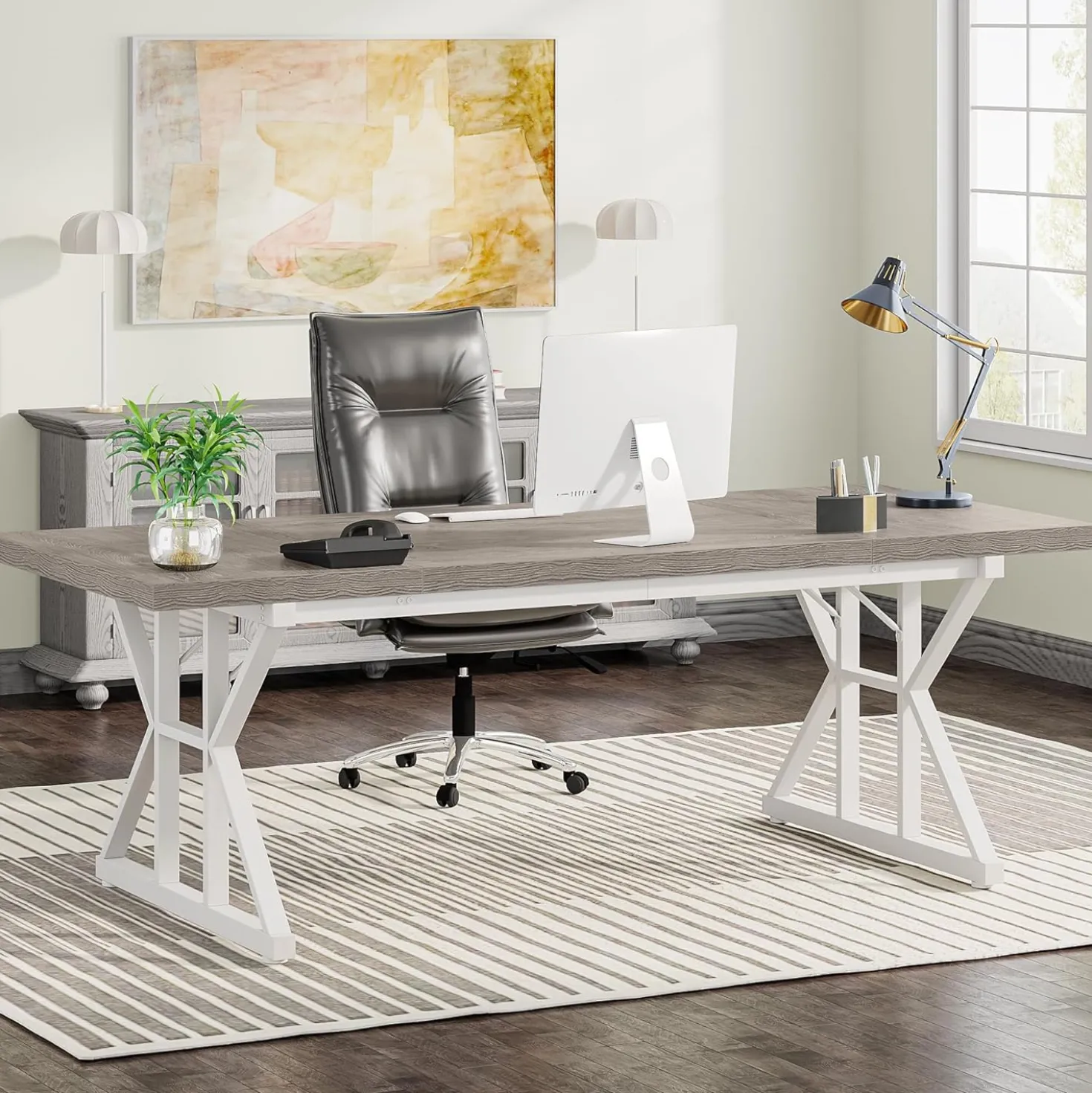 70.8" Executive Desk, Modern Computer Office Desk Workstation for Home Office