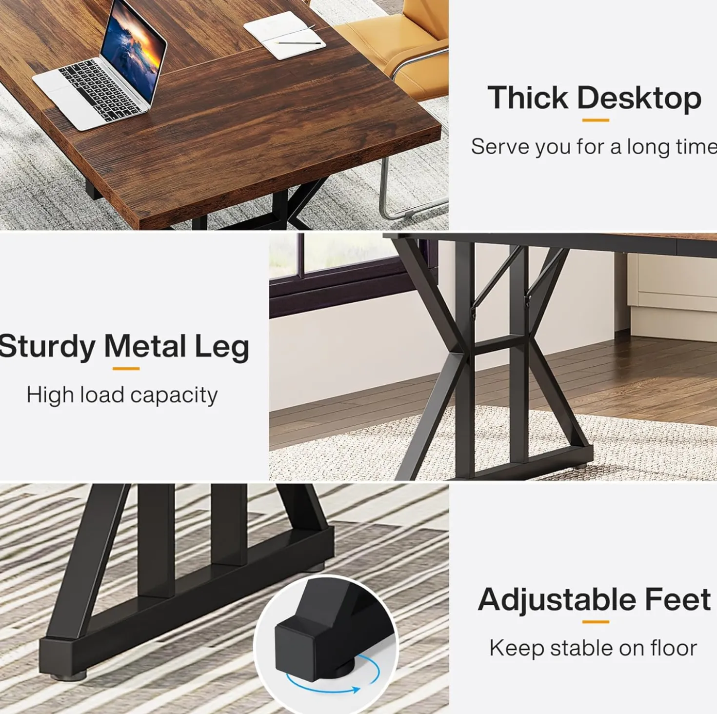 70.8" Executive Desk, Modern Computer Office Desk Workstation for Home Office
