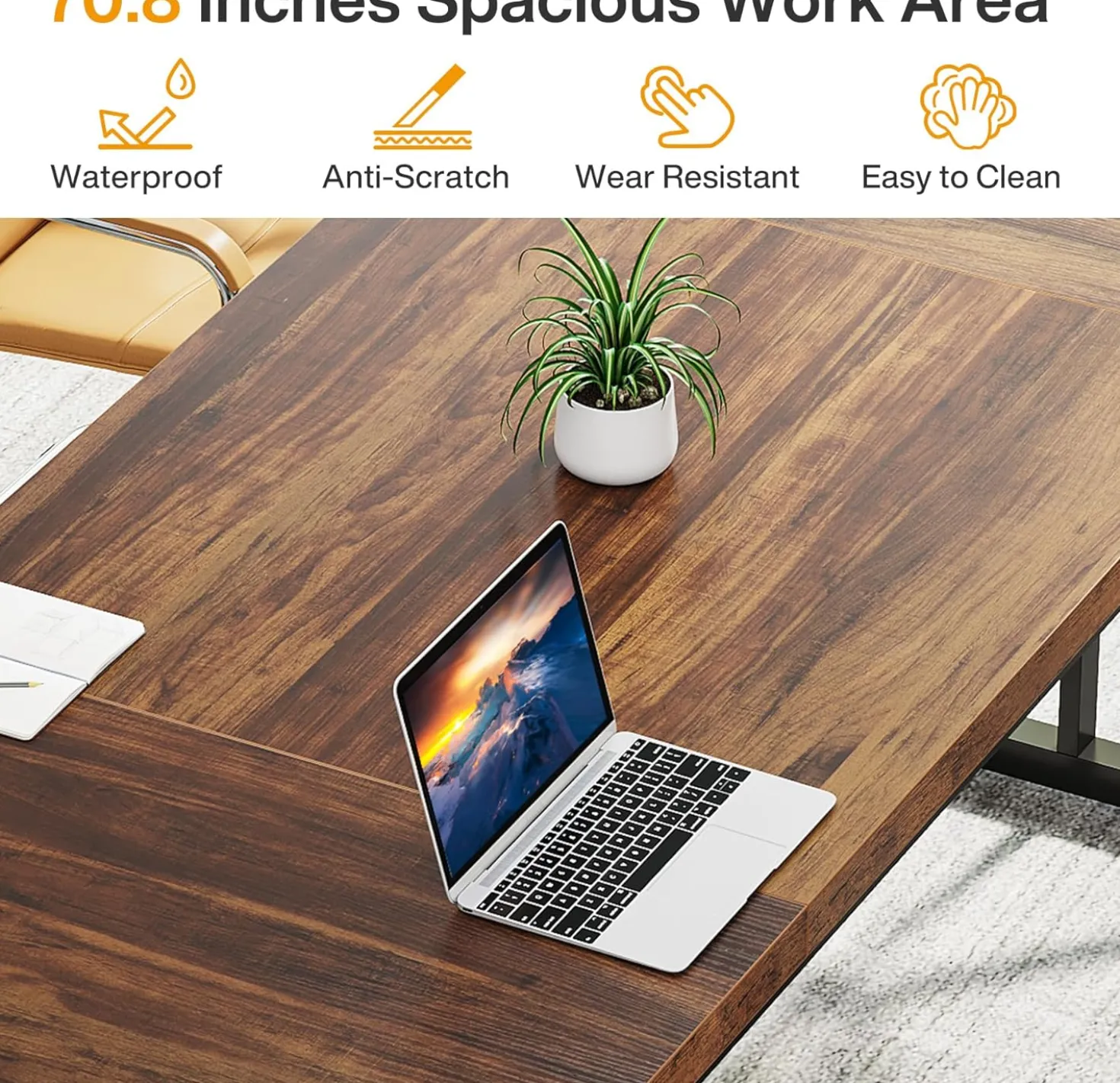 70.8" Executive Desk, Modern Computer Office Desk Workstation for Home Office