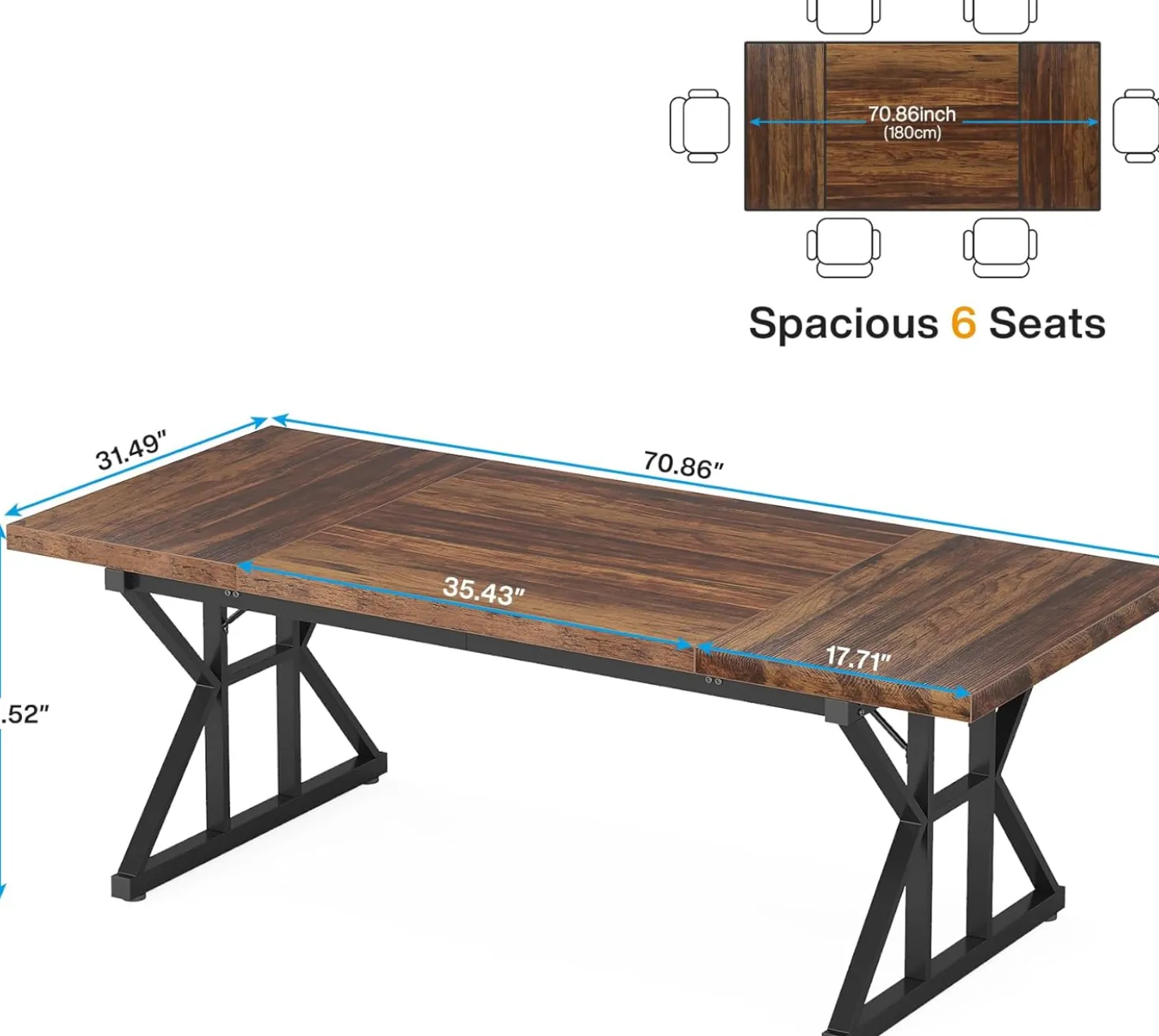 70.8" Executive Desk, Modern Computer Office Desk Workstation for Home Office