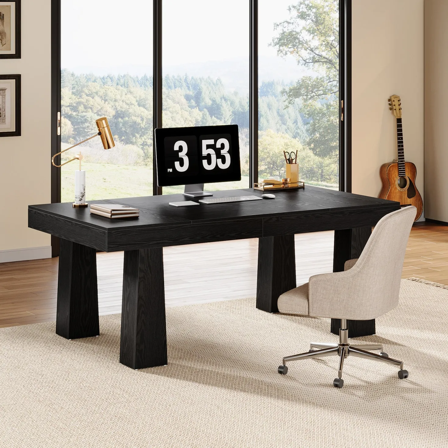 63" Executive Desk, Modern Home Office Desk Computer Desk