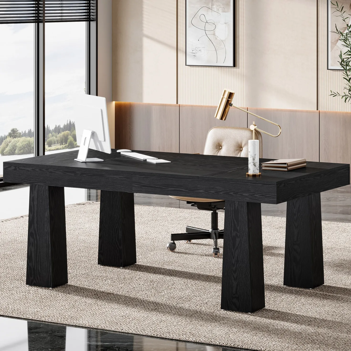 63" Executive Desk, Modern Home Office Desk Computer Desk