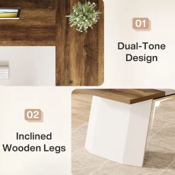 78.7" Executive Desk, Modern L-Shaped Office Desk with 55.1" Storage Cabinet