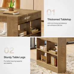 70.8" Executive Desk, Modern Office Computer Desk with Storage Shelves