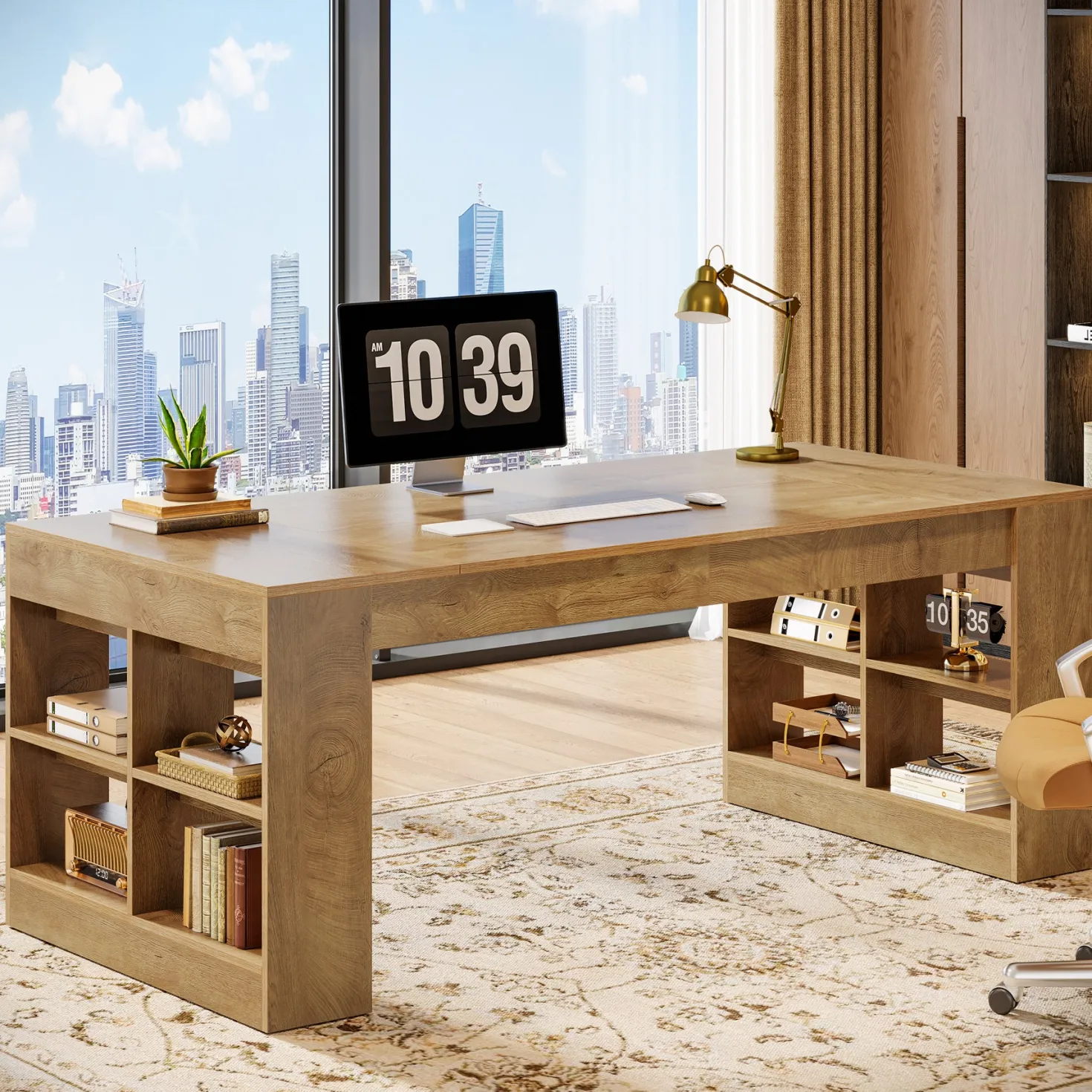 70.8" Executive Desk, Modern Office Computer Desk with Storage Shelves