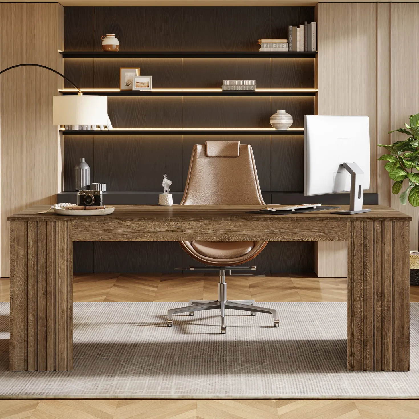 63" Executive Desk, Modern Office Computer Desk Study Table