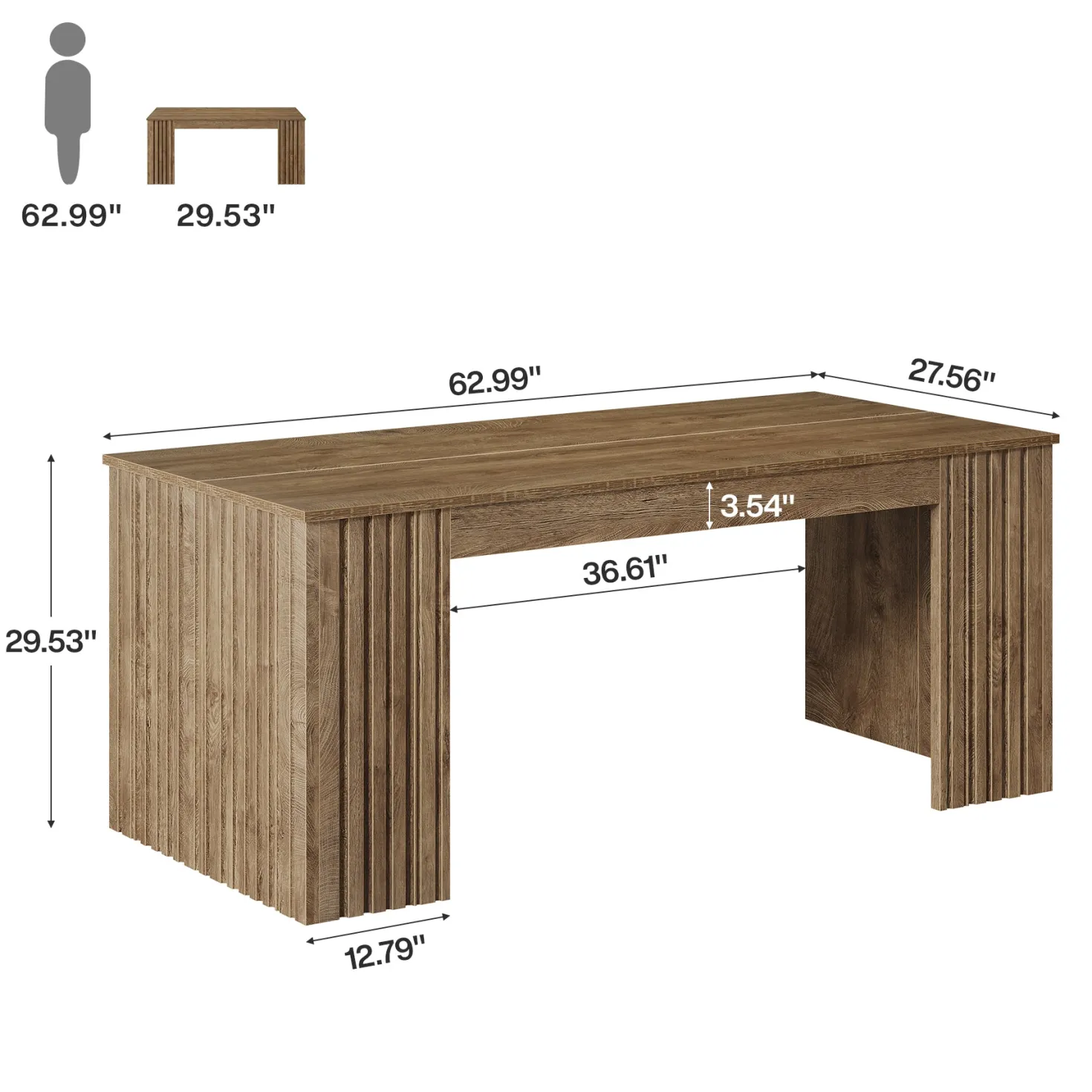 63" Executive Desk, Modern Office Computer Desk Study Table