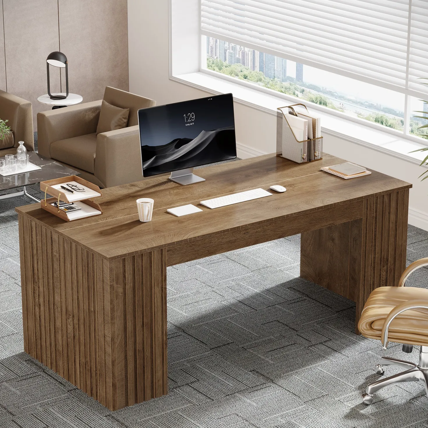 63" Executive Desk, Modern Office Computer Desk Study Table