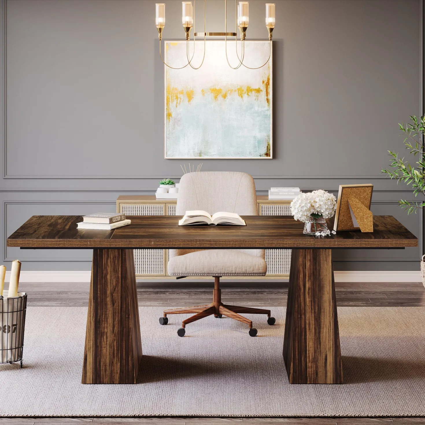 63" Executive Desk, Modern Office Computer Desk Workstations