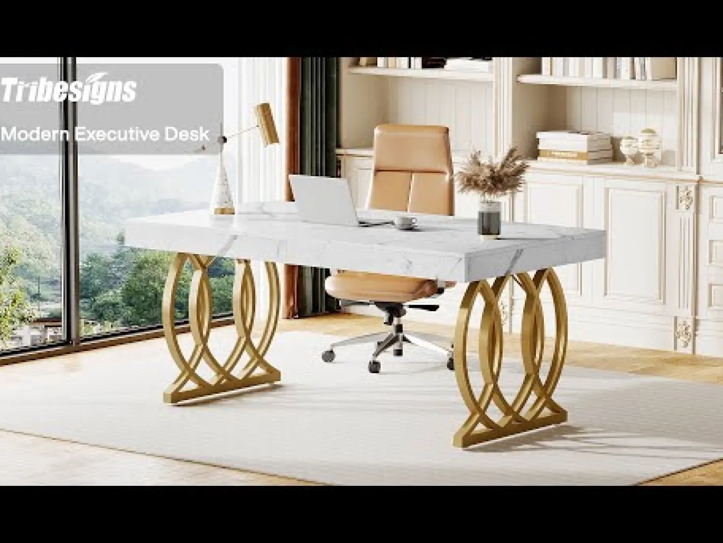 63" Executive Desk, Modern Office Computer Desk with Luxury Design