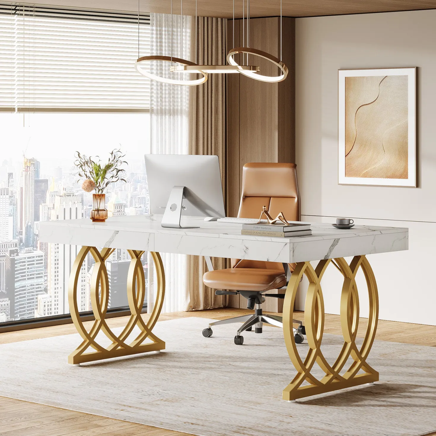 63" Executive Desk, Modern Office Computer Desk with Luxury Design