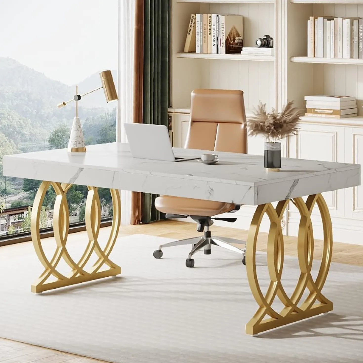 63" Executive Desk, Modern Office Computer Desk with Luxury Design